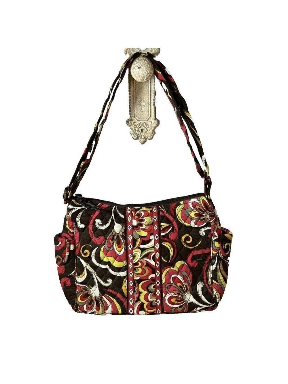 Vera Bradley Libby Puccini Tote Purse Bag Brown Red Crossbody